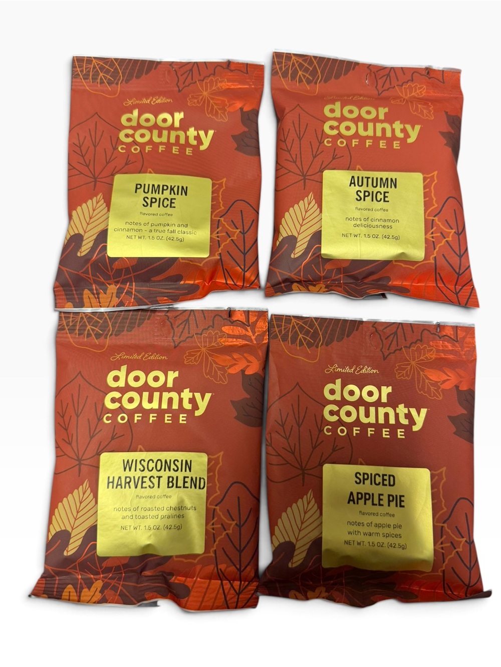 Door County Coffee Limited Edition Fall Variety Pack – 4 Flavors, 1.5 oz Each